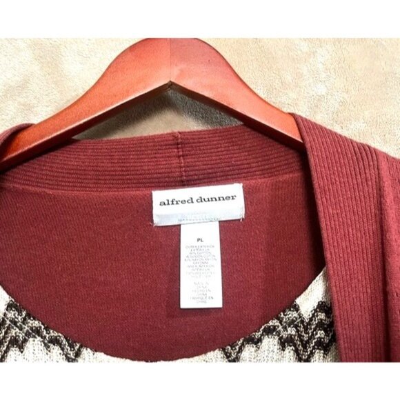 Alfred Dunner Petite Rust Cardigan Chevron Patterned Zig Zag Open Knitwear PL - Picture 16 of 16